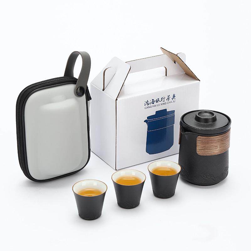 Style tea tray, tea bag, travel kung fu, three cups, one pot, customer extra money set, travel tea set, tea cup, convenient
