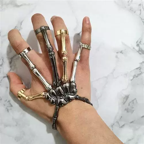 [Halloween Skull Bracelet Punk Bracelet On Hand ?Skull Skele]