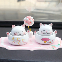 Car decoration vehicle turning the head from side to side super adorable cute car on the center console decoration supplies lucky cat car accessories