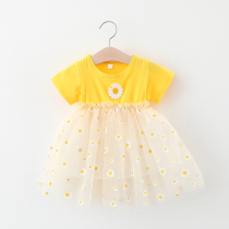 Baby girl Summer Dress 1-2-3 years old baby clothes tide Daisy short sleeve dress foreign girl princess dress 0