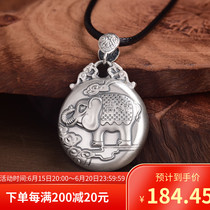 Foot Silver 999 Retro Folk Customs Elegant Temperament 100 Hitch Woman Round Case Bifacial Safe Auspicious Elephant Pendant