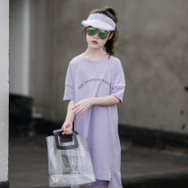 Girls dress foreign style children summer clothes 2021 New Korean T-shirt long dress children princess skirt ins tide