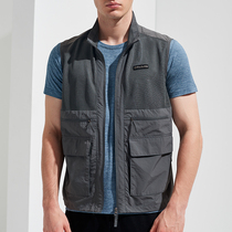 Multifunctional mens vest spring and autumn outdoor casual loose dad quick dry breathable thin tooling multi-bag horse clip
