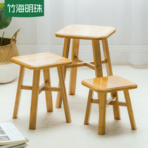 Nanzhu small bench Adult solid wood square stool Household low stool round stool Wooden stool Living room children children summer cool shoe stool