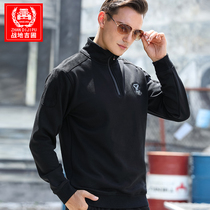 Sweatshirt masculin thickening autumn standings with long sleeves T-shirt loose large code high collar warm undershirt autumn and winter