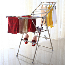 Stainless steel thick floor foldable non-installation simple balcony drying rack wing drying rack lifting hanger