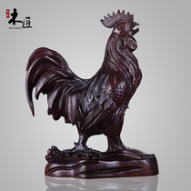 Ebony wood carving big Rooster ornaments three in twelve Zodiac chicken home TV cabinet decoration mahogany crafts gift