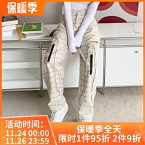 NEIGBORL National Tide brand full printed letter loose casual trousers men and women reflective strip retro straight pants couple