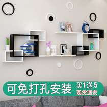 Wall shelf Living room sofa Film and TV TV Background wall Decorative Wall-mounted Creative Plaid Bedroom Wall partition