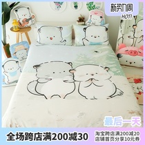  Four fur surrounding cute cotton four-piece bed sheet duvet cover Double bed bedding Single bed Student quilt Dormitory