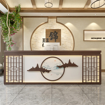 Retro bar counter cashier Shop small counter table Tea house Health foot bath club New Chinese reception desk