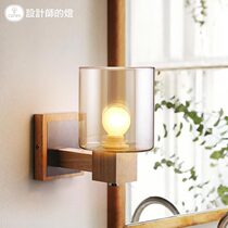 Designers lamp American country creative bedroom bedside lamp retro aisle lamp mirror front lamp Japanese log wall lamp