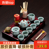 Kung Fu tea tray tea set single layer simple home tea ceremony sand teapot tea cup small drainage tea table