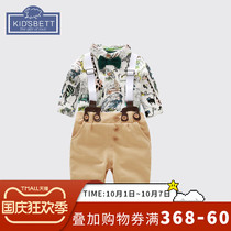 Baby 2021 Spring and Autumn Mens Gentleman with Pants Set 0-1 year old baby clothes Boys Day Party dress