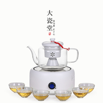 Great porcelain hall electric pottery steamed teapot set kung fu tea set heat-resistant glass steam boiling teapot tea maker