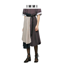 (Designer brand IMMI) Color organ pleated asymmetrical girdle skirt 191SK045