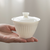 Handmade ceramic lid bowl teacup cup Tea Cup tea Three only bowls Defied white porcelain Kung Fu Salute Tea Bowl Home Single Cover Cup