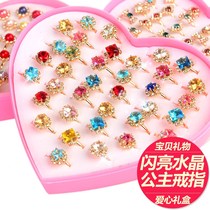 Childrens ring Princess children crystal gemstone ring girl cute cartoon jewelry gift box girl princess ring