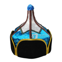 Mens Mongolian dance headdress minority costumes Mongolian robe accessories hat spiky Prince Hat Blue