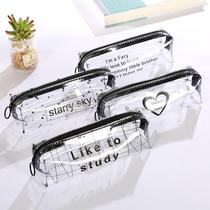 Korean simple girl pencil case transparent creative junior high school student pen bag large capacity stationery box male and female pencil case