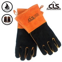 Outdoor BBQ gloves camping fire barbecue cowhide high temperature insulation thick welding protective gloves