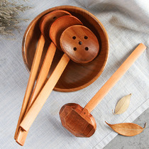 Japanese wooden ramen spoon long handle spicy hot pot soup spoon home turtle straight handle hot pot soup spoon Colander set
