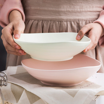 Ceramic Bowl creative triangle bowl Nordic simple ceramic tableware Big Soup Bowl home noodle bowl large 8 inch bowl