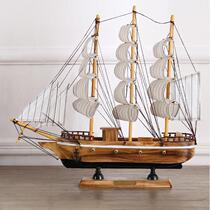 Morning color solid wood sailing model ornaments Living room ornaments decorations Creative office home smooth sailing hand
