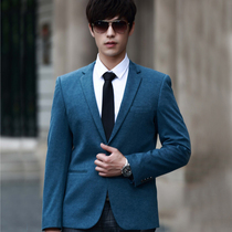 Gofanci mens casual suit top slim Korean version of the tide knitted small suit spring and autumn new mens jacket