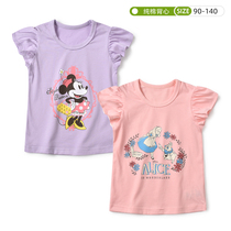 Summer girl lace Lace Sleeves Vest Woman Treasure Cartoon Princess Sleeve T-shirt Pure Cotton Small Flying Sleeves Thin 90-140