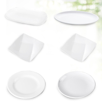 Dense Amines Cutlery Commercial Imitation Porcelain Restaurant Hotel White Round 8 Inch 10 Inch Home Big Flat Disc Plastic Saucer