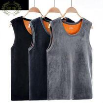 (Double-sided velvet) Mens winter plus velvet padded warm vest close-fitting waistcoat youth cotton waistcoat underwear