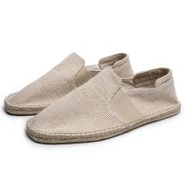 Chinese style linen shoes summer one pedal lazy shoes flat heel cotton linen Chinese style casual straw shoes mens shoes
