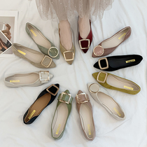 Net Red single shoes women 2021 spring new Korean version of Joker flat Bean shoes pointed light mouth laddy shoes tide evening shoes