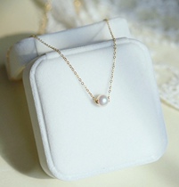 Natural Freshwater Pearl Necklace Pendant Lock Bone Chain Woman American 14K Bag Golden Road Road Pass Sweater Chain Mesh Red Ornament