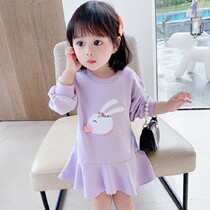 Girls fall Liondress 2022 new Korean version female baby Long sleeves Skirt Small Princess Spring Autumn Ocean Embroidered Dress