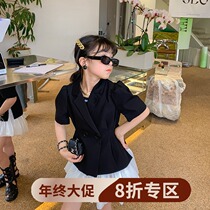 (year-end clear cabin not to be changed) Black short sleeve Western suit jacket womens small suit jacket jacket