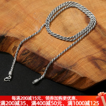 1.8mm slim hemp rope necklace sterling silver mens and womens sweater chain long wild personality hipster simple hip hop