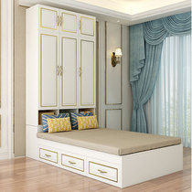 Simple modern tatami wardrobe bed combination European light luxury single double bed multifunctional storage bed customization