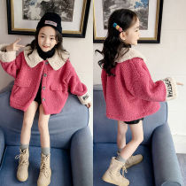 Girls autumn and winter New Lamb hair fashion coat big children female foreign style thick winter cotton coat tide
