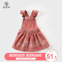 Circle Sugar Girls Spring and Autumn Western style dress Childrens sundress Little girl baby corduroy strap dress