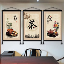Tea House fabric hanging painting tea room box decoration hanging cloth tea culture Zen commercial thick cloth painting hanging painting carpet painting