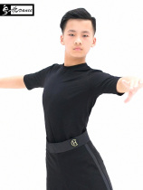 Dynasty Latin dance clothing childrens boys short-sleeved dance tops boys boys training clothes practice clothes autumn