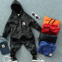 Autumn and Winter Children multi-color plus velvet suit boys and girls warm tiger head standard sweatshirt pants baby casual two-piece set