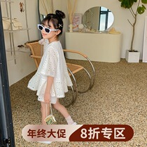 (year-end clear cabin not to be changed) Childrens clothing girls summer clothing suit short sleeve net red trendy ocean gas tide