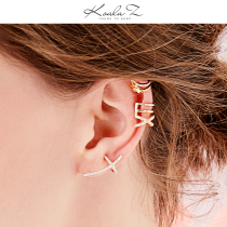 Wild personality French simple design sense full diamond star Awn cold wind Classic Cheetah Sen department ear bone clip woman