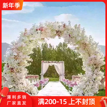 Wedding cherry blossom encryption cherry blossom branch wedding silk flower stage background flower room decoration flower simulation flower