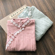 Pretty Niang fish spring and summer improved version of the long Cheongsam dress young girl student sweet cotton lace