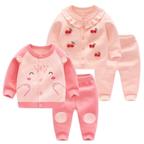 Baby autumn clothes Female baby knitwear Sweater jacket Autumn and winter suit Baby cardigan girl style clothes