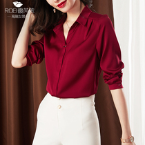 Heavy silk shirt women long sleeve 2020 spring new fashion shirt Hangzhou red satin mulberry silk top